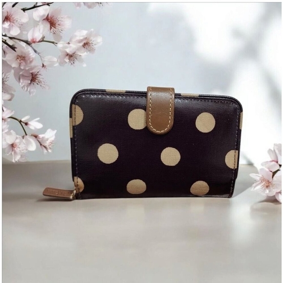 Cath Kidston Ltd London Navy Blue w/White Polka Dots Wallet - Picture 1 of 12